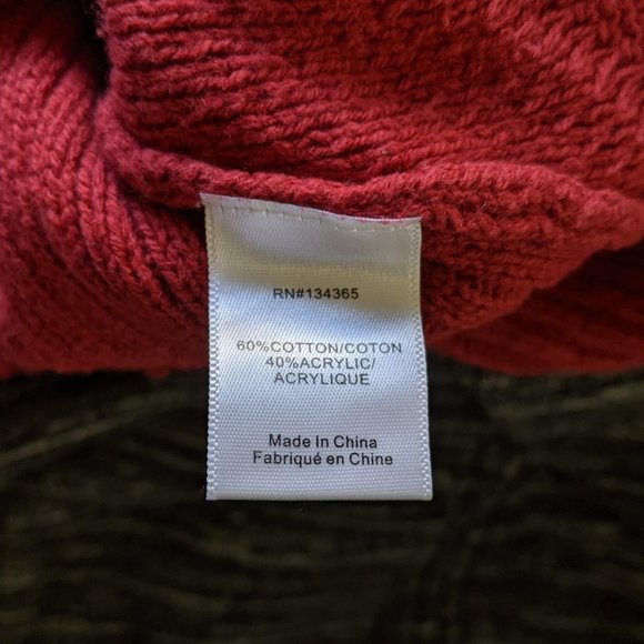 AJ Andrea Jovine Red Chevron Mock Neck Sweater S - Picture 4 of 5